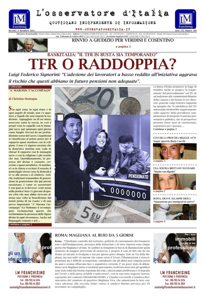 L'osservatore d'Italia edizione del 4 Novembre 2014